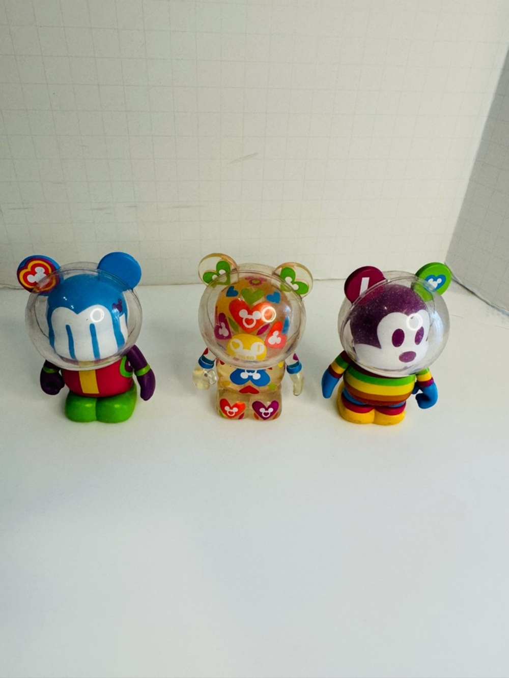 3 Disney Vinylmation figurines from the "I Love Mickey" series.